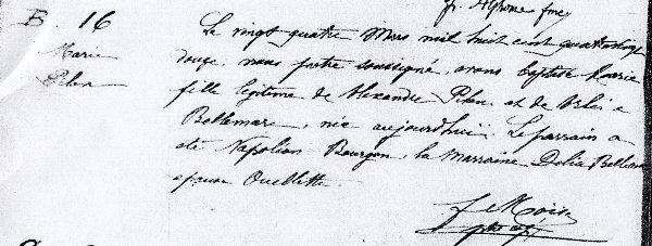 Marie Pilon baptême 